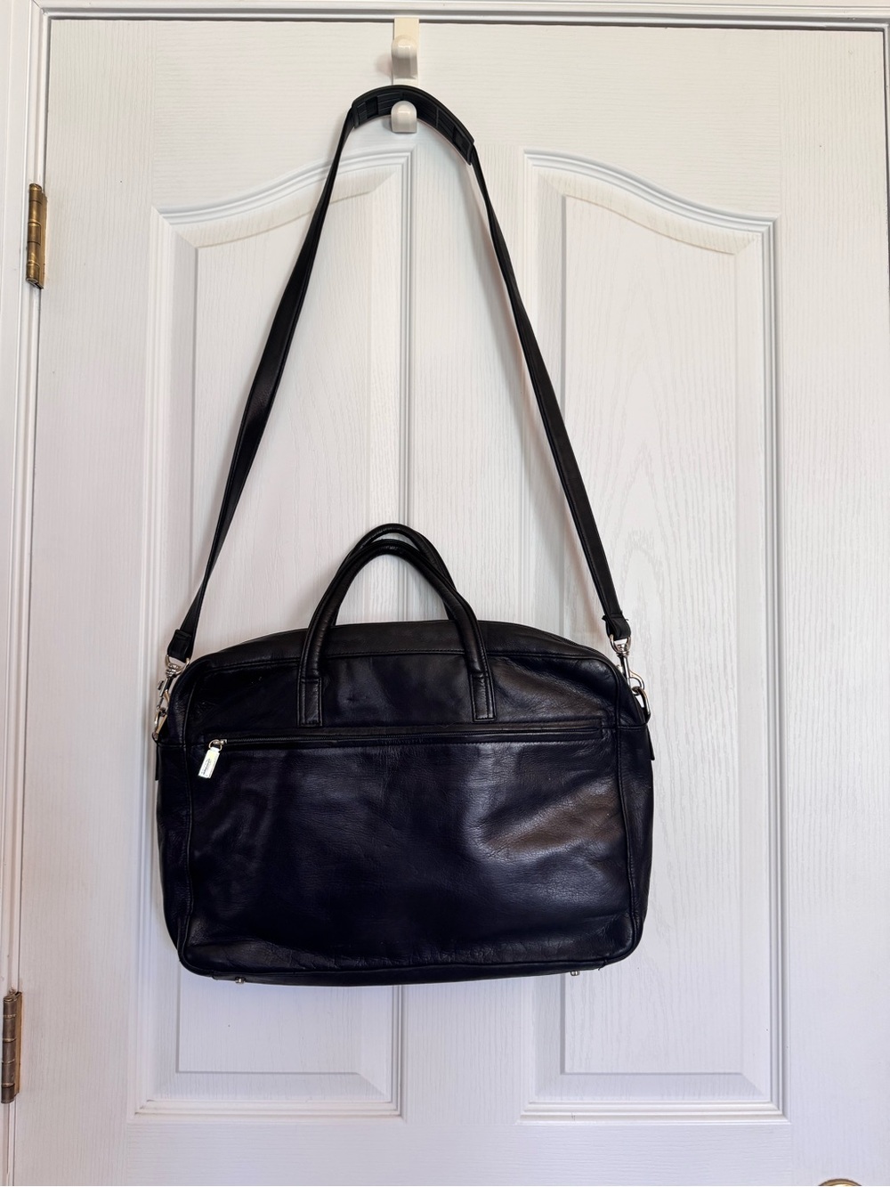 PERLINA Black Leather Laptop
Handbag Purse Tote